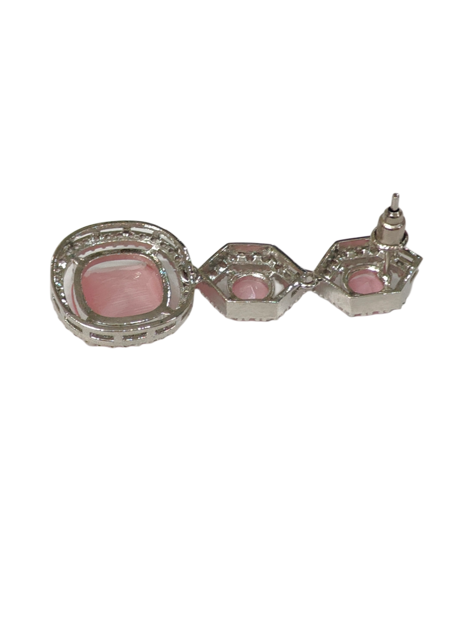Blush Pink Crystal Geometric Drop Earrings - Image 4