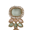 Pastel Green & Rose Quartz Crystal Drop Earrings - Thumbnail Image 2