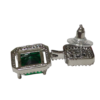 Emerald Green Crystal Geometric Drop Earrings - Thumbnail Image 4