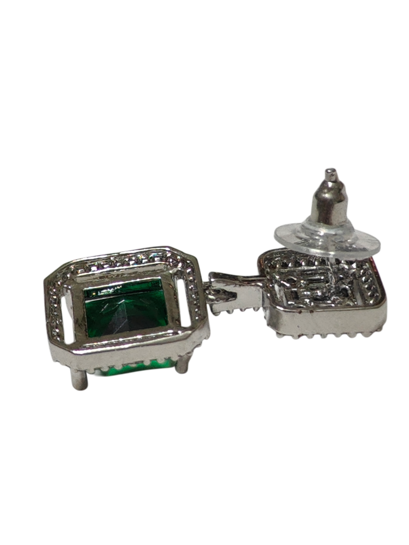 Emerald Green Crystal Geometric Drop Earrings - Image 4
