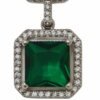 Emerald Green Crystal Geometric Drop Earrings - Thumbnail Image 3
