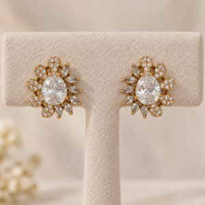 Golden Floral Crystal Studs