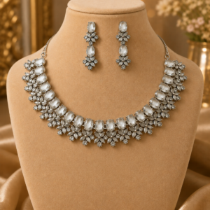 Elegant Crystal Floral Necklace & Earrings Set