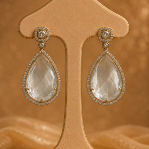 Champagne Crystal Teardrop Statement Earrings
