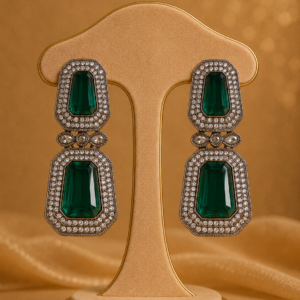 Emerald Green Crystal Statement Drop Earrings