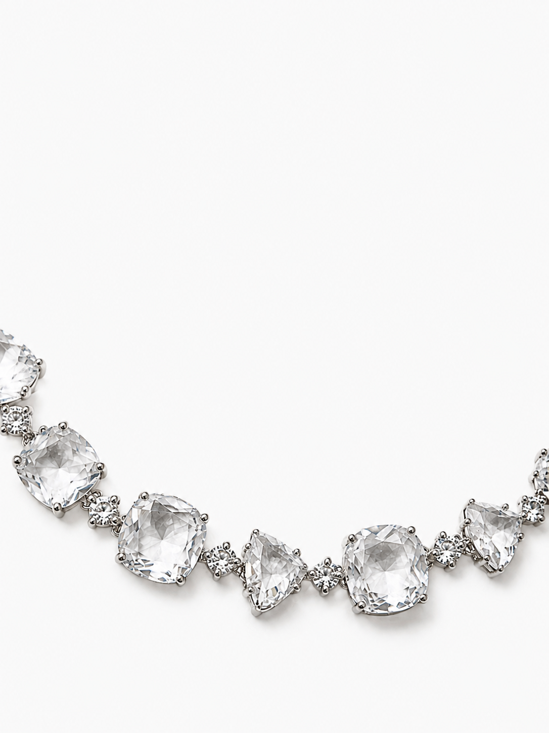 Silver-Tone Crystal Necklace & Matching Drop Earrings Set - Image 4