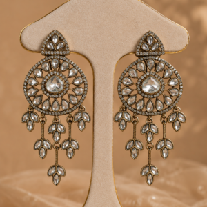 Crystal Floral Chandbali Statement Earrings
