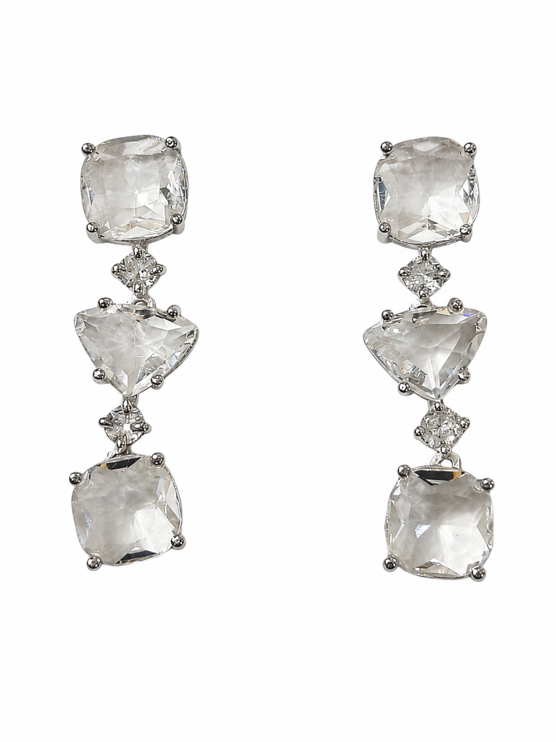 Silver-Tone Crystal Necklace & Matching Drop Earrings Set - Image 3