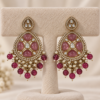 Ruby Pink Kundan Pearl Earrings - Thumbnail Image 1