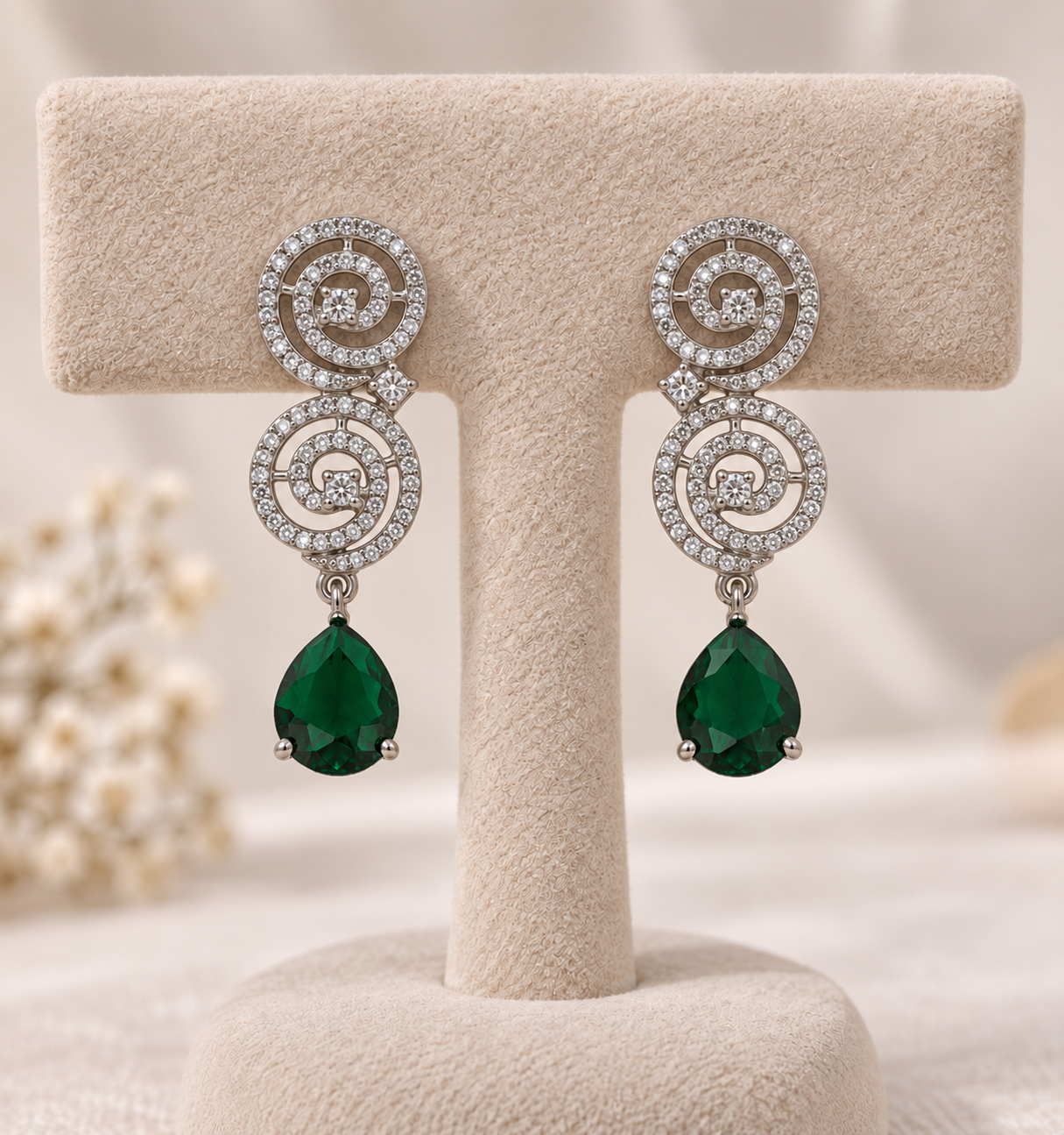 Crystal Spiral Drop Earrings - Image 1